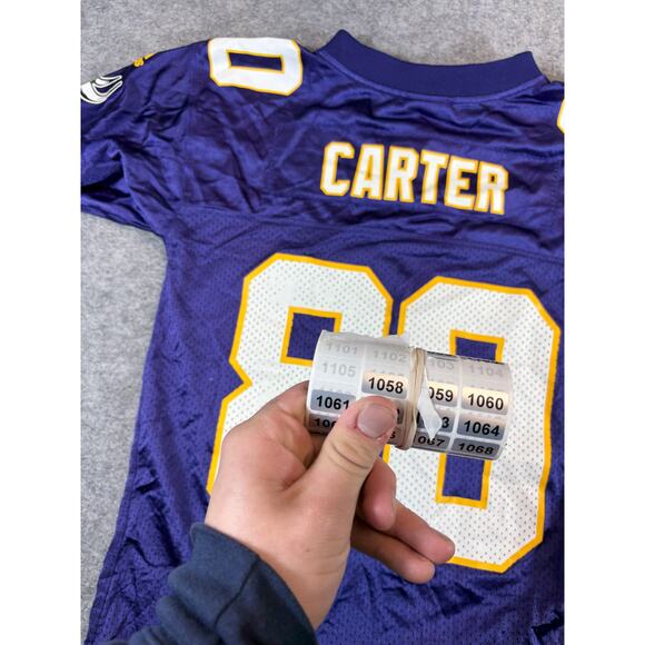 VTG 90s Minnesota Vikings Carter #80 NFL Team Adidas Jersey Youth 8 Sportswear - Picture 8 of 8